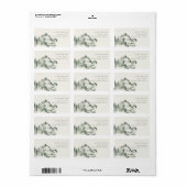 Étiquette Rustic Green Pine Woods Mountain Sketch Adresse (Feuille entière)