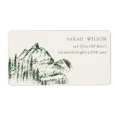 Étiquette Rustic Green Pine Woods Mountain Sketch Adresse (Devant)