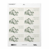 Étiquette Rustic Green Pine Woods Mountain Sketch Adresse (Feuille entière)