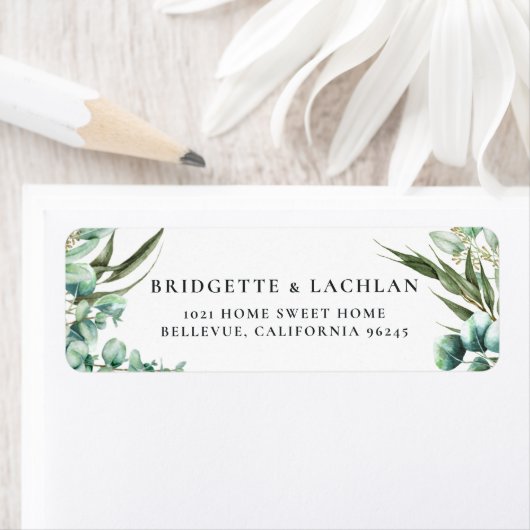 Étiquette Rustic Greenery Eucalyptus Adresse Mariage (En situation)