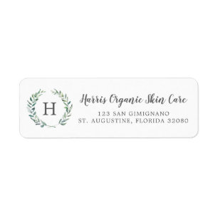 Étiquette Rustic Greenery Monogram Adresse de retour d'affai