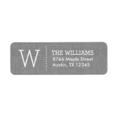 Étiquette Rustic Grey Burlap Monogramme Adresse de retour (Devant)