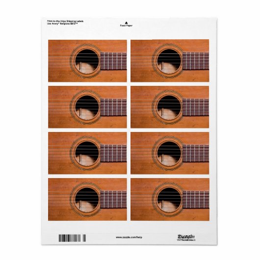 Étiquette Rustic guitar (Feuille entière)