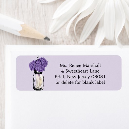 Étiquette Rustic Hanging Mason Jar Hydrangeas (En situation)