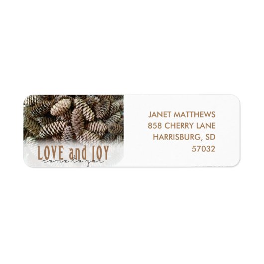Étiquette Rustic Holiday Love and Joy Pine Cone (Devant)