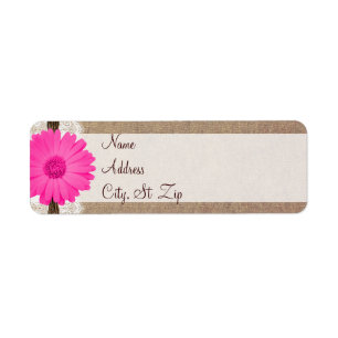 Étiquette Rustic Hot rose Gerber Daisy Retourner l'adresse É