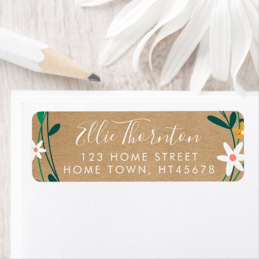 Étiquette Rustic Kraft Arrière - plan Nom de script Adresse (En situation)