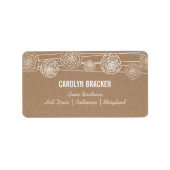 Étiquette Rustic Kraft Brown papier Fleurs Mariage (Devant)