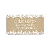 Étiquette Rustic Kraft et Lace Mariage Adresse de retour (Devant)