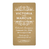 Étiquette Rustic Kraft Mariage Monogram Vin bouteille Favori (Devant)