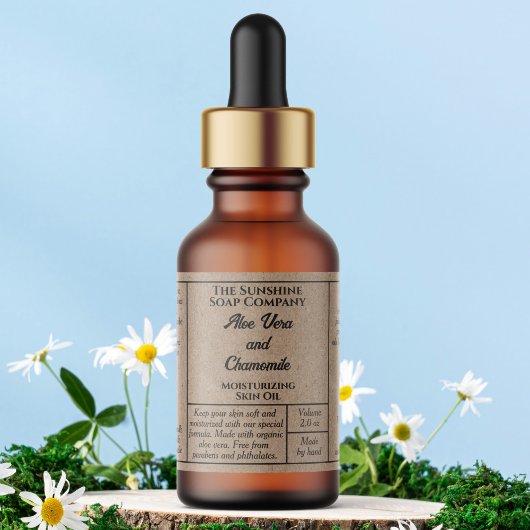 Étiquette Rustic kraft paper simple dropper bottle label