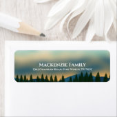 Étiquette Rustic Landscape Pine Tree Mountain Adresse de ret (En situation)