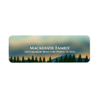 Étiquette Rustic Landscape Pine Tree Mountain Adresse de ret