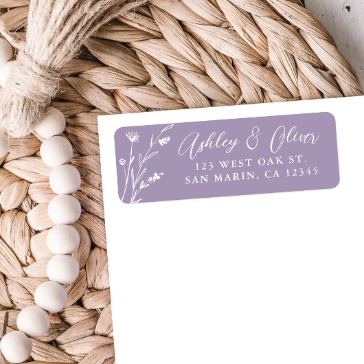 Étiquette Rustic Lavender Fleur sauvage Mariage Adresse de r