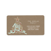 Étiquette Rustic Main Lettré Joy Holiday Adresse de retour (Devant)