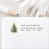 Étiquette Rustic Minimal Christmas Pine Tree Return Address (En situation)