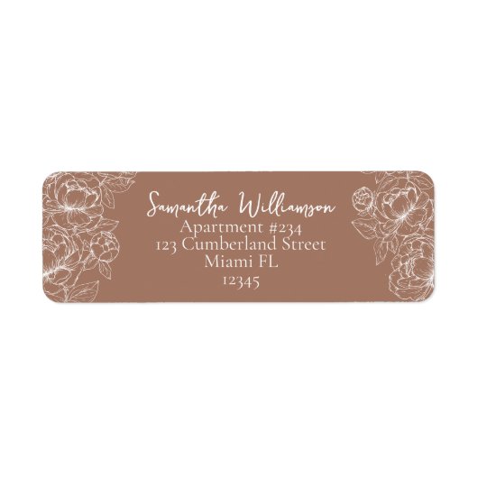 Étiquette Rustic Mocha Mousse Classic Mariage Adresse de ret (Devant)