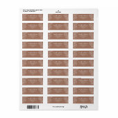 Étiquette Rustic Mocha Mousse Classic Mariage Adresse de ret (Feuille entière)