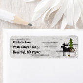 Étiquette Rustic Mountain Country Moose on Birch Adresse (En situation)