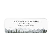 Étiquette Rustic Mountain Pine Tree Mariage Adresse de retou (Devant)