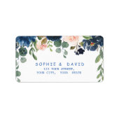 Étiquette Rustic Navy Blue Blush Flowers Bloom Mariage (Devant)