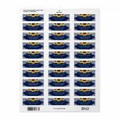 Étiquette Rustic Navy Blue Sunflower Return Address Labels (Feuille entière)