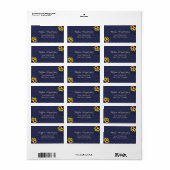 Étiquette Rustic Navy Sunflowers Floral RSVP Adresse de reto (Feuille entière)