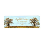 Étiquette Rustic Oak Tree Autumn Wedding Return Address (Devant)