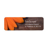 Étiquette Rustic Orange Daisy et Barn Wood Adresse de retour (Devant)