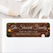 Étiquette Rustic Pays Bois Noël Adresse de retour (En situation)