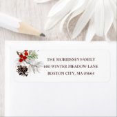 Étiquette Rustic Pine Cone Berries Adresse de retour (En situation)