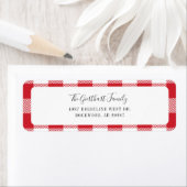 Étiquette Rustic Plaid Red White En vichy Adresse de retour (En situation)