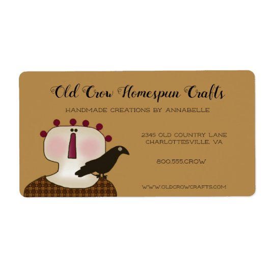 Étiquette Rustic Primitive Country Primitive Doll and Crow   (Devant)