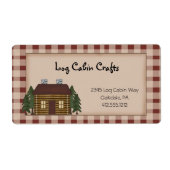 Étiquette Rustic Primitive Pays Homespun Log Cabine navire (Devant)