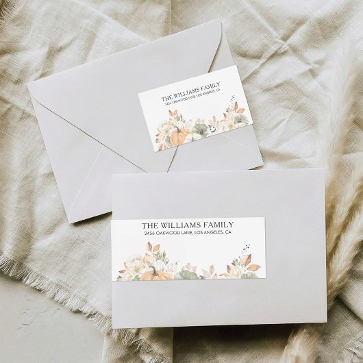 Étiquette Rustic Pumpkins Thanksgiving Return Address Label