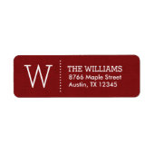 Étiquette Rustic Red Custom Monogram Adresse de retour (Devant)