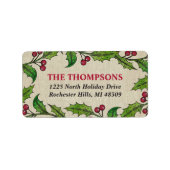 Étiquette Rustic Red Green Holly Berry Wreath Adresse de ret (Devant)