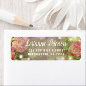 Étiquette Rustic Rose Floral String Lights Adresse de retour (En situation)