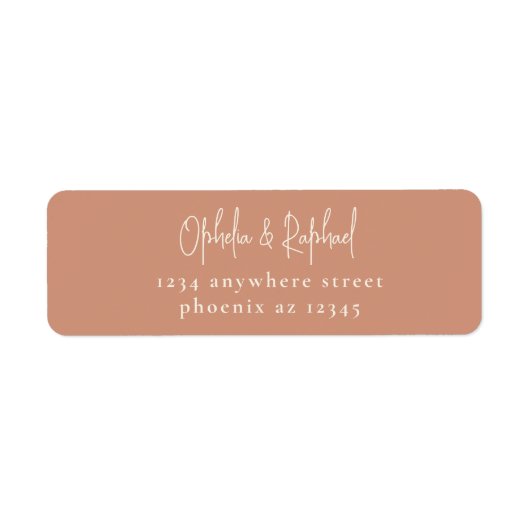 Étiquette Rustic Script Retourner l'adresse Mariage Terracot (Devant)