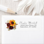 Étiquette Rustic Sunflower Bourgogne 2 Floral Adresse de ret (En situation)