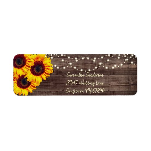Étiquette Rustic Sunflower Country Wood Adresse de retour (Devant)