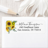 Étiquette Rustic Sunflower Eucalyptus Adresse de retour (En situation)