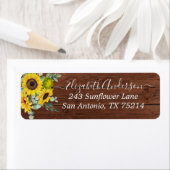 Étiquette Rustic Sunflower Eucalyptus Adresse de retour (En situation)
