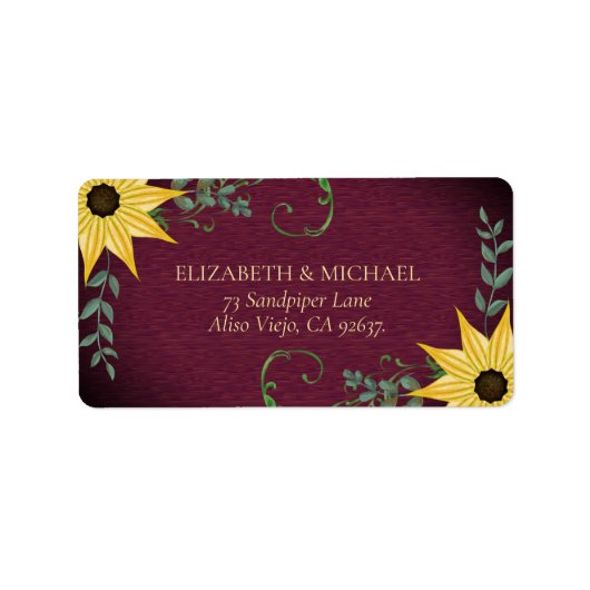 Étiquette Rustic Sunflower Eucalyptus Wood Return Address (Devant)