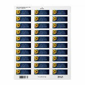 Étiquette Rustic Sunflower Navy Blue Adresse de retour (Feuille entière)