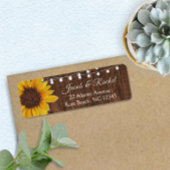 Étiquette Rustic Sunflower String Lights Adresse du Mariage