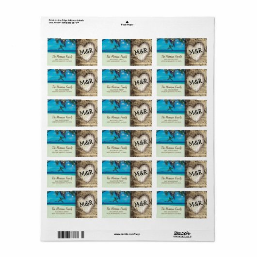 Étiquette Rustic Tropical Beach Destination Mariage (Feuille entière)