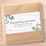 Étiquette Rustic Watercolor Foliage Wedding Shipping<br><div class="desc">Composed of serif typography. All against a backdrop of white background with watercolor foliage and geometric frame. 

This is designed by White Paper Birch Co.,  exclusive for Zazzle.

Available here:
http://www.zazzle.com/store/whitepaperbirch</div>