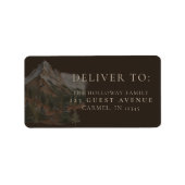 Étiquette Rustic Watercolor Mountain Landscape Wedding (Devant)