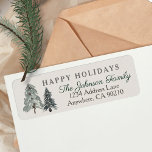 Étiquette Rustic Watercolor Woodland Return Address Label<br><div class="desc">customizable holiday template to create you own personalized merry watercolor woodland pine holiday  return address sticker labels</div>